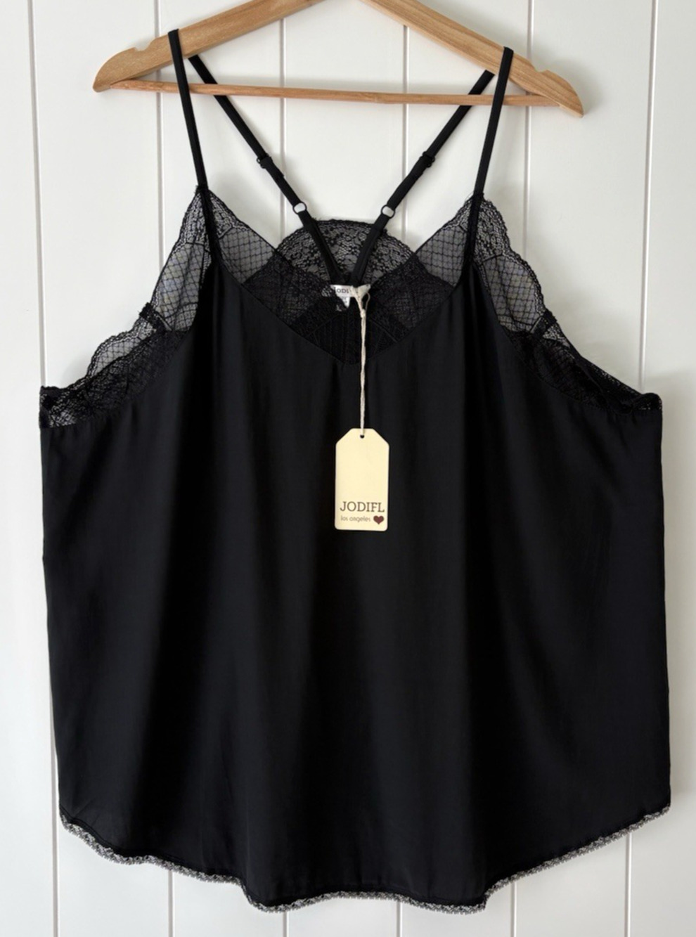 Jodifl Black Lace‎ Trim Cami 3X Flowy V-Neck Strappy Tank Top Y2K Whimsigoth